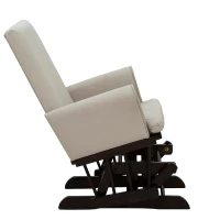 HomCom 2 Piece Rubberwood Linen Glider Rocking Chair with Ottoman Set - Cream White(m-8)