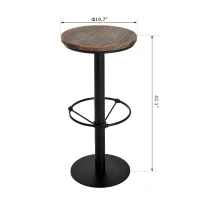 HomCom Urban Rustic Coffee Shop Brew Pub Tall Standing Bar Height Wood Top Round Table - Wood(m-3)