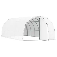 Outsunny 19' x 10' x 6' Large Walk-in Tunnel Greenhouse Garden Plant House, White(m-1)