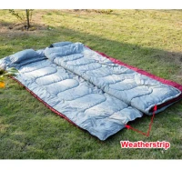 Outsunny 86" x 59" Camping Two-Person Double Wide Sleeping Bag With Pillows - Red / Gray(m-4)