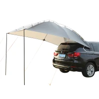Outsunny Easy-Out Self Standing Rooftop Car Awning with UV/Water Protection PU Polyester Fabric for Sun-Shade - Grey(m-1)