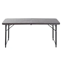 Open Box Outsunny Folding Lightweight Rectangle Picnic Desk Outdoor Height- Adjustable Camping Table(m-6)