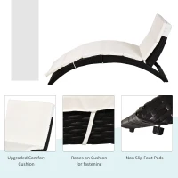 Outsunny Outdoor Folding Rattan Wicker Lounge Chair, Curved Patio Deck Pool Couch, Comfortable Sun Lounger(m-6)