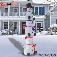 COMIN 10 Foot Tall Inflatable Stacked Snowman Inflatable Christmas Yard Decoration(m-2)