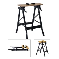 HomCom 25” Adjustable Folding Portable Work Bench and Vise – 385lb Capacity(m-4)