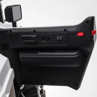 Aosom 12V Ride On Car 2- Seat Police Truck w/ Remote Control & 3 Speeds & LED Light Bar and Audio Input - White(m-19)