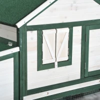 Open Box PawHut 76" Portable Slanted Wooden Chicken Coop Kit With Wheels, Covered Run And Nesting Box (m-10)