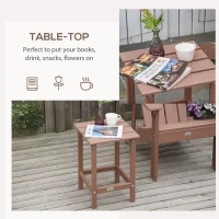 Outsunny Patio Side Table, 15" Square Outdoor End Table, HDPE Plastic Tea Table for Adirondack Chair, Backyard or Lawn, Brown(m-5)