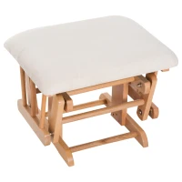 HomCom 2 Piece Ultra-Plush Reclining Rocking Chair with Gliding Ottoman Set - White / Natural Wood(m-15)