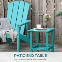 Outsunny Adirondack Side Table, Square Patio End Table, Weather Resistant 15" Outdoor HDPE Table for Porch, Pool, Balcony, Green(m-4)