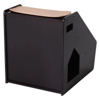 PawHut 3-Step Pet Stairs for Dogs and Cats with Built-in House and Nonslip Carpet, Brown(m-10)