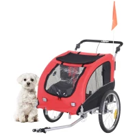 Aosom Elite Pet Dog Bike Bicycle Trailer Stroller Jogger w/ Suspension - Red and Black(m-2)