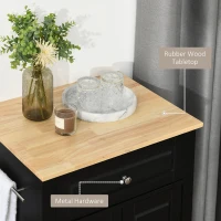 HOMCOM Rolling Kitchen Island Cart, Portable Serving Trolley Table with Drawer, Adjustable Shelf and 2 Towel Racks, Black(m-7)