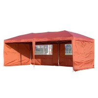 Outsunny 10' x 20' Pop Up Canopy Party Tent with 4 Removable Sidewalls - Rust Red(m-1)