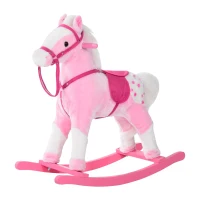 Qaba Plush Rocking Horse Soft Battery Operated Kids Toy Bouncing Rocker Ride-On Pony Walker - Pink(m-1)