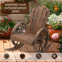 Outsunny Rustic Outdoor Patio Adirondack Rocking Chair - Carbonized Wood(m-5)