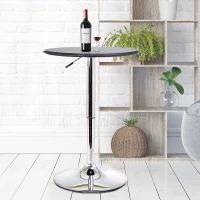 HomCom 25" Round Indoor Home Pub Bar Table Adjustable Bistro Counter Round Swivel Top - Black and Silver(m-4)