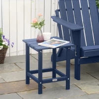 Outsunny Adirondack Side Table, Square Patio End Table, Weather Resistant 15" Outdoor HDPE Table for Porch, Pool, Balcony, Blue(m-7)