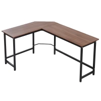 Vinsetto Wood Metal Modern L-Shape Corner Computer Desk - Walnut(m-1)