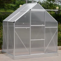 Outsunny Aluminum 4.25' L x 6.25'W x 7.2'H Polycarbonate Portable Walk-In Garden Greenhouse(m-5)