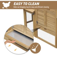 PawHut 59" Wooden Outdoor Hen House Small Animal Livestock Cage Enclosure with Run(m-7)