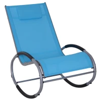 Outsunny Zero Gravity Rocking Lounge Sling Reclining Chair with Padded Headrest - Blue(m-1)