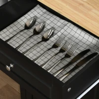 HOMCOM Rolling Kitchen Island Cart, Portable Serving Trolley Table with Drawer, Adjustable Shelf and 2 Towel Racks, Black(m-14)