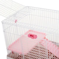 PawHut 32" Indoor Rabbit Enclosure Small Animal House Habitat with Wheels - Pink(m-8)