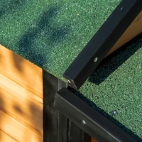 PawHut Outdoor Dog House Cabin Style, Wooden Raised Pet Kennel with Asphalt Roof, Front Door, Side Window, Porch for Medium/Large Dogs, Loading 53 Lbs., Yellow(m-12)