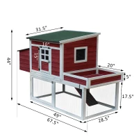 PawHut 67” Wooden Backyard Chicken Coop Kit With Garden Box, Run Area And Nesting Box(m-4)