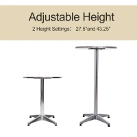 HomCom 24" Round Adjustable Stainless Steel Top Aluminum Standing Bistro Bar Table(m-4)