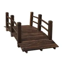 Outsunny 5" Wooden Rustic Arched Garden Bridge Yard Decoration with Railings - Stained Wood(m-1)