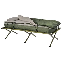 Open Box Outsunny Portable Camping Cot Tent with Air Mattress, Sleeping Bag, and Pillow(m-5)