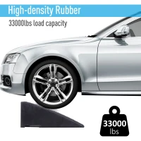 HOMCOM Set of Two Outdoor Portable Car Vehicle Rubber Curb Ramps 2PC Heavy Duty Threshold Ramp Kit Set for Driveway Loading Dock Sidewalk Car Truck Scooter Bike Motorcycle Wheelchair Mobility 19" L x 12.5" W x 5" H(m-7)