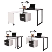 HomCom 52”- 85” Swivel Computer Table Desk - Black/White(m-4)