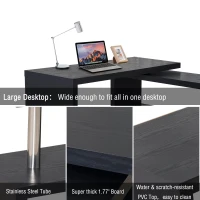 HomCom Foldable Convertible Rotating Office Desk Shelf Combo Writing Table - Black(m-6)