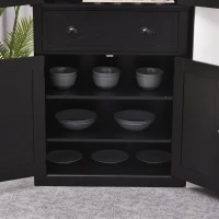HOMCOM 5ft Tall Wood Kitchen Storage Cabinet with Adjustable Shelves, 2 Wood Pantries, Drawer and Sturdy Design - Black(m-12)