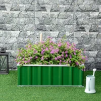 Outsunny 3' x 3' x 1' Raised Garden Bed, Galvanized Metal Planter Box for Vegetables Flowers Herbs, Green(m-2)