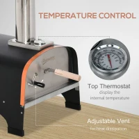 Outsunny Outdoor Pizza Oven, Portable Pellet Wood Fired Pizza Maker, 12" Stainless Steel Pizza Grill with Stone and Peel Accessories for Outside, Backyard, Outdoor Kitchen(m-4)