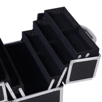 HOMCOM 23" Lockable Professional Rolling Cosmetic Makeup Train Case, Black(m-13)