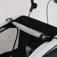 Aosom Elite Double Baby Bike Trailer Stroller Child Bicycle Jogger Swivel Wheel - Black and White(m-9)