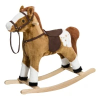 Open Box Qaba Kids Plush Interactive Rocking Horse Pony Toy with Realistic Sounds - Brown(m-1)