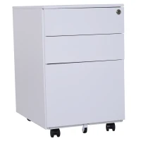 Vinsetto 24" Metal 3 Drawer Locking Under Desk Filing Cabinet On Wheels - White(m-2)