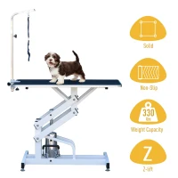 Pawhut 42.5" x 23.6" Height Adjustable Z-Lift Hydraulic Pet Dog Cat Grooming Table w/ Arm and Noose(m-5)