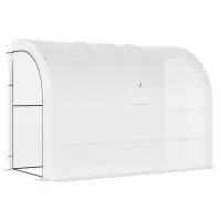 Outsunny 10' x 5' x 7' Outdoor Walk-In Greenhouse, Plant Nursery with Zippered Doors, PE Cover and 3 Wire Shelves, White(m-1)