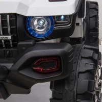 Aosom 12V Ride On Car 2- Seat Police Truck w/ Remote Control & 3 Speeds & LED Light Bar and Audio Input - White(m-12)