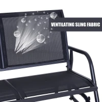 Outsunny Outdoor Front Porch Curved Loveseat Glider Rocker Bench Chair - Black(m-7)