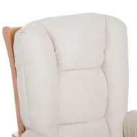HomCom 2 Piece Ultra-Plush Reclining Rocking Chair with Gliding Ottoman Set - White / Natural Wood(m-11)