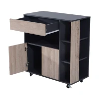 HomCom 35" Kitchen Island Cart - Natural Wood/Dark Gray(m-6)