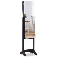 HOMCOM 58” Freestanding LED Jewelry Storage Cabinet Armoire with Full-Length Mirror Dark Coffee(m-1)